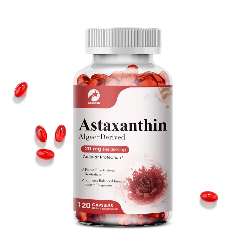 Kexinsh Cápsulas de astaxantina 20 mg Promueve la salud cardiovascular y acelera el metabolismo apoyan la salud de los ojos, las articulaciones y de la piel