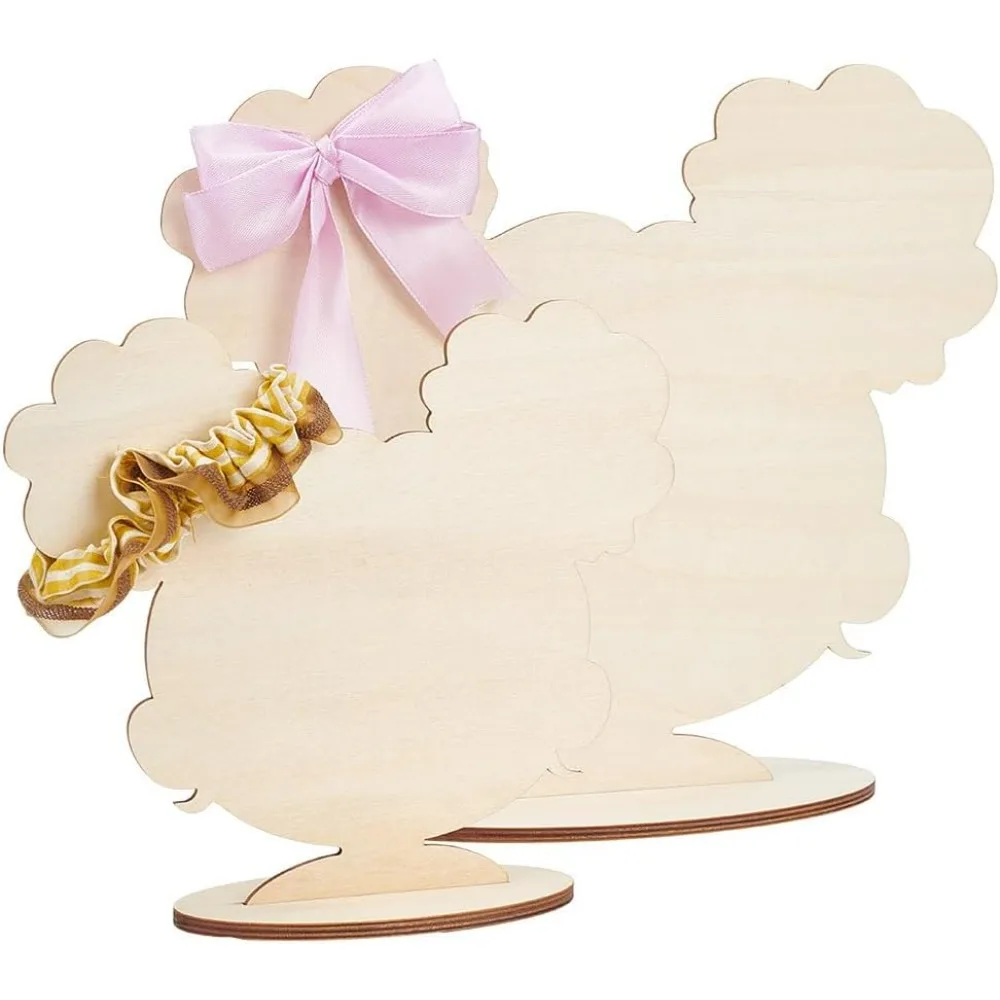 2 Sets Hair Bow Display Stand 2 Sizes Headband Hairpin Holder Wooden Head Template Pigtaill Silhouette Showcase Bow Organizer