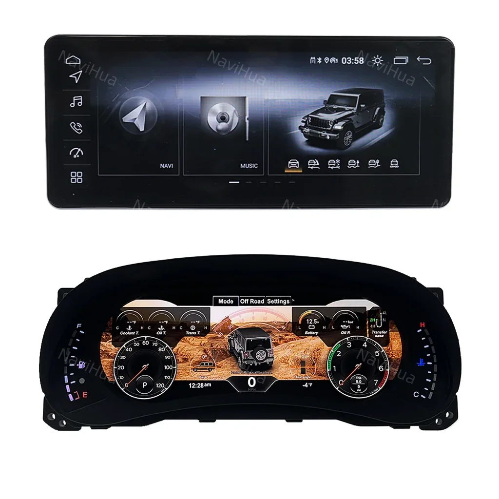 NaviHua For Jeep Wrangler JK Car Digital Cluster LCD Dashboard Speedometer Virtual Cockpit Monitor Android Car Radio New Upgrade