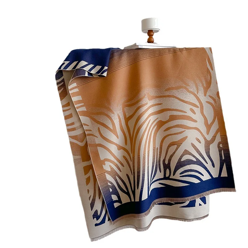 スカーフ女性の高級レトロストライプ落書き模造カシミヤスカーフ韓国スタイルカジュアル冬カシミヤショールファッション