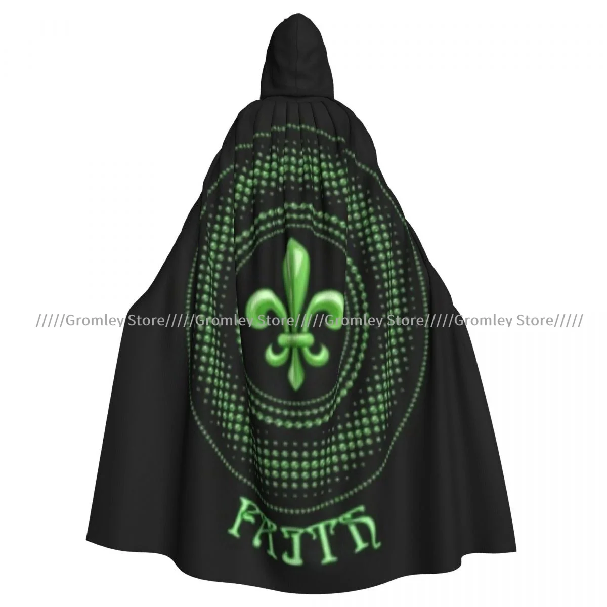 Witch Long Hooded Robe Carnival Mardi Gras Green Colored Label Meaning Faith Halloween Cloak Cosplay Costumes for Adult