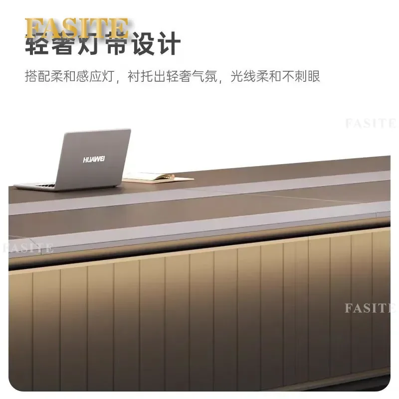 For Large Office Conference Table Long Simple Modern Negotiation Desk High End Light Luxury Meeting Room Painted Furniture