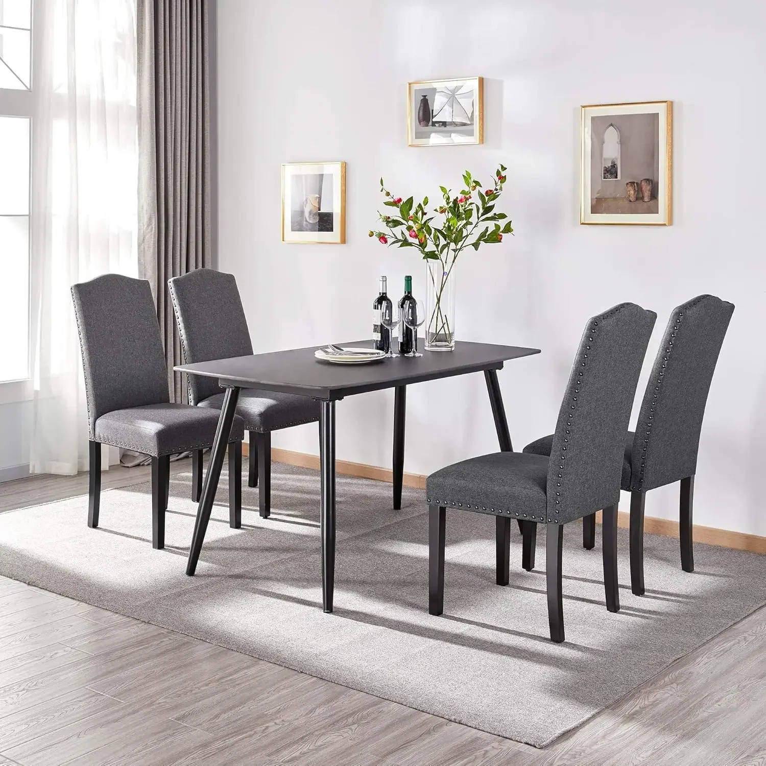 Dining Chairs with Rubber Wood Legs and Non-woven fabric Armless Chairs for Kitchen Living Room Hotel Wedding Lounge Reception,