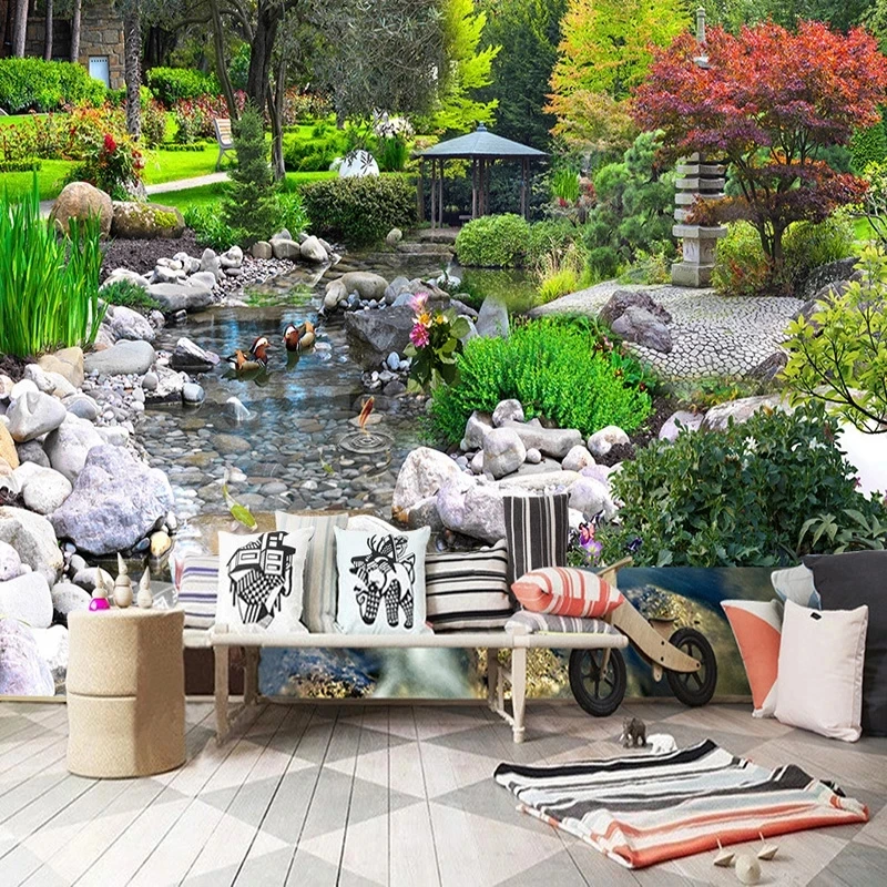Customized Photo Wallpaper 3D Park Stream Stone Nature Landscape Mural Living room sofa TV background wall bedroom restaurant 8d