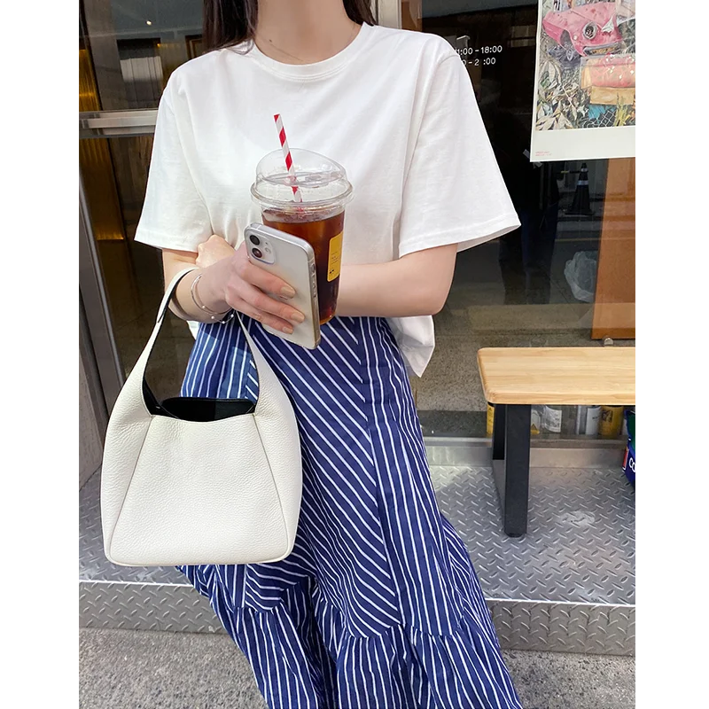 Chic Summer Coreano Sle Vita alta Patchwork a righe Casual Versatile Gonna lunga a trapezio Effetto dimagrante Design alla moda