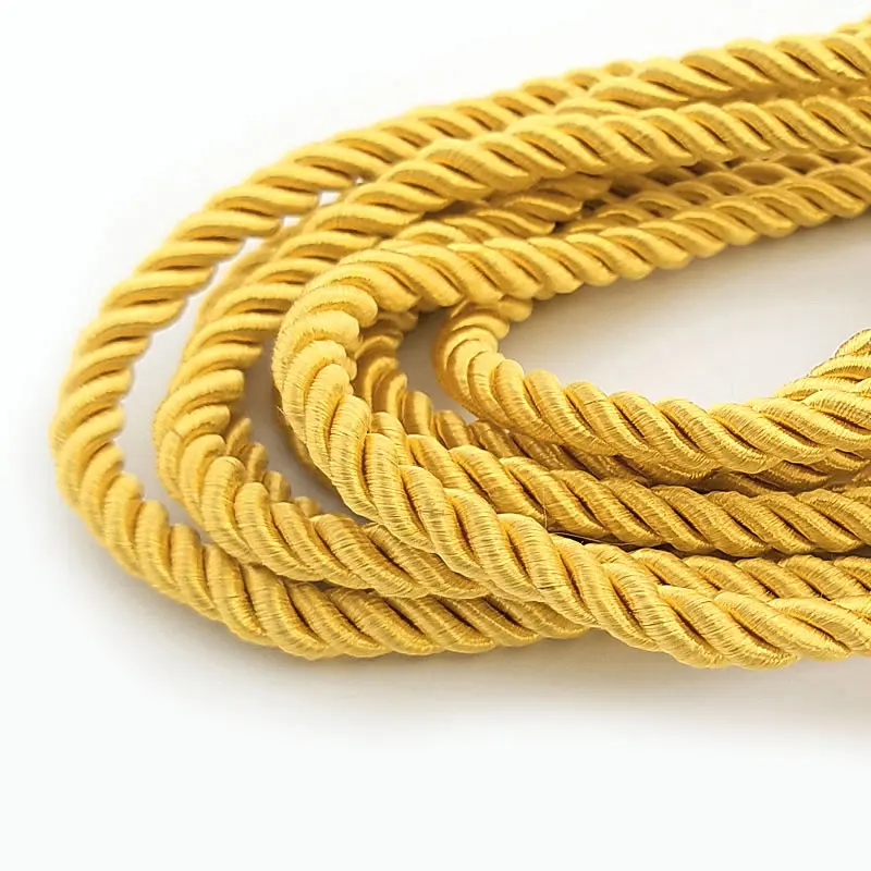 (30125)10 Meters 5mm Satin Polyester Cords Three strands of Rope Silk thread Rope Diy Jewelry Findings Accessories