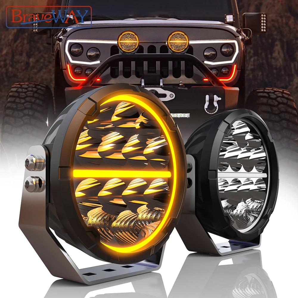 BraveWAY Super Bright 6.5 inch LED Work Light for JEEP Wrangler JK TJ LJ CJ Offroad PickUp Truck Driving Light Real Power:200W+