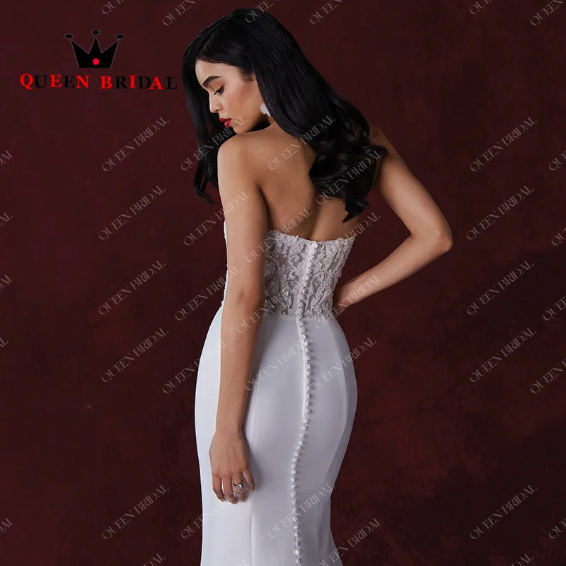 Vestidos De Novia De encaje con apliques sin tirantes, sin mangas, hasta el suelo, Espalda descubierta, sirena, Y78H