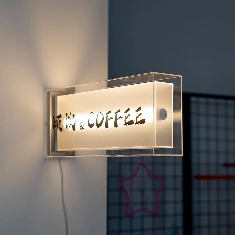 

Coffee Shop Side Hung Double-layer Transparent Acrylic Light Box Outdoor Waterproof Advertising Customization