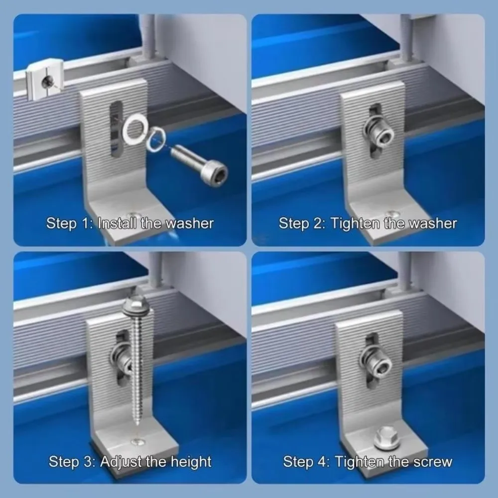 Aluminum L-Foot Mount Bracket Adjustable Rustproof Solar Panel L-Bracket Durable Rail Support Type Photovoltaic Mounting Bracket