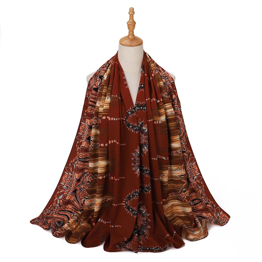 Dezenter Bedruckter Chiffon-Hijab für Frauen Tiermuster-Schal Islamischer Kopfschmuck Kopftuch Party Ramadan Eid Muslimischer Türkischer Hijab – Detail 6