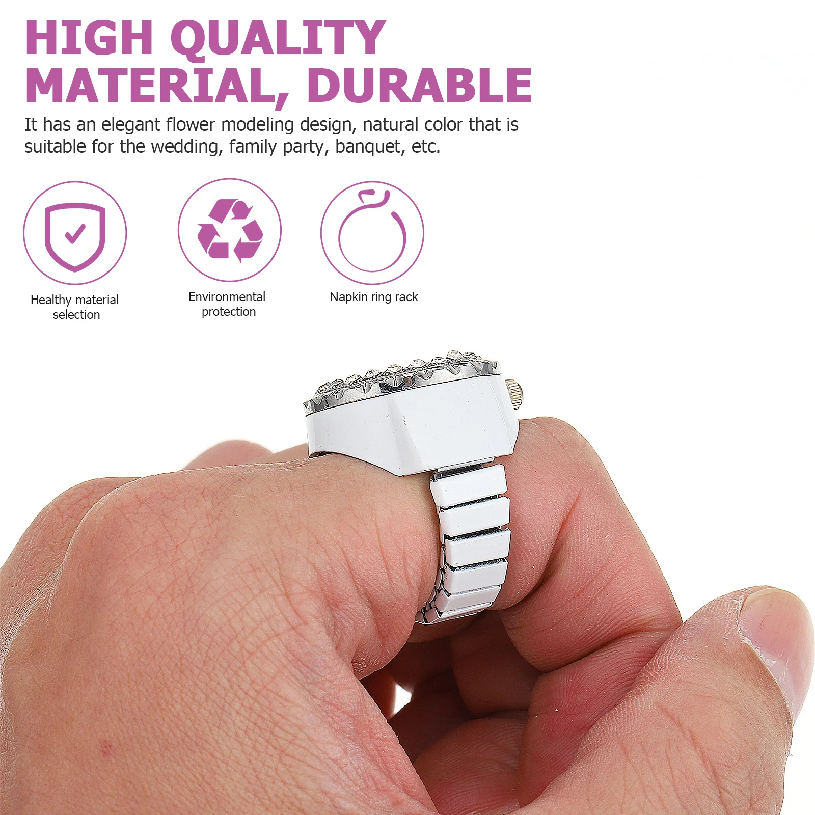 

Diamond Inlaid Zinc Alloy Electronic Finger For Finger Ring Daily Wear Mini Jewelry Watch Decorative Ring Watch