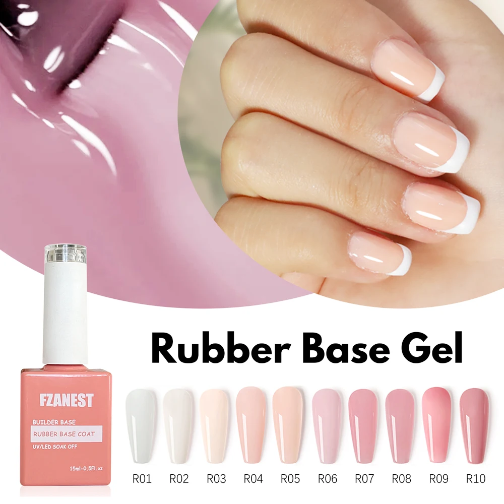FZANEST rubberen basis professionele gelbuilder nagelverlenging gel polish collectie salon kwaliteit langdurige dubbele vorm en UV-lampkit