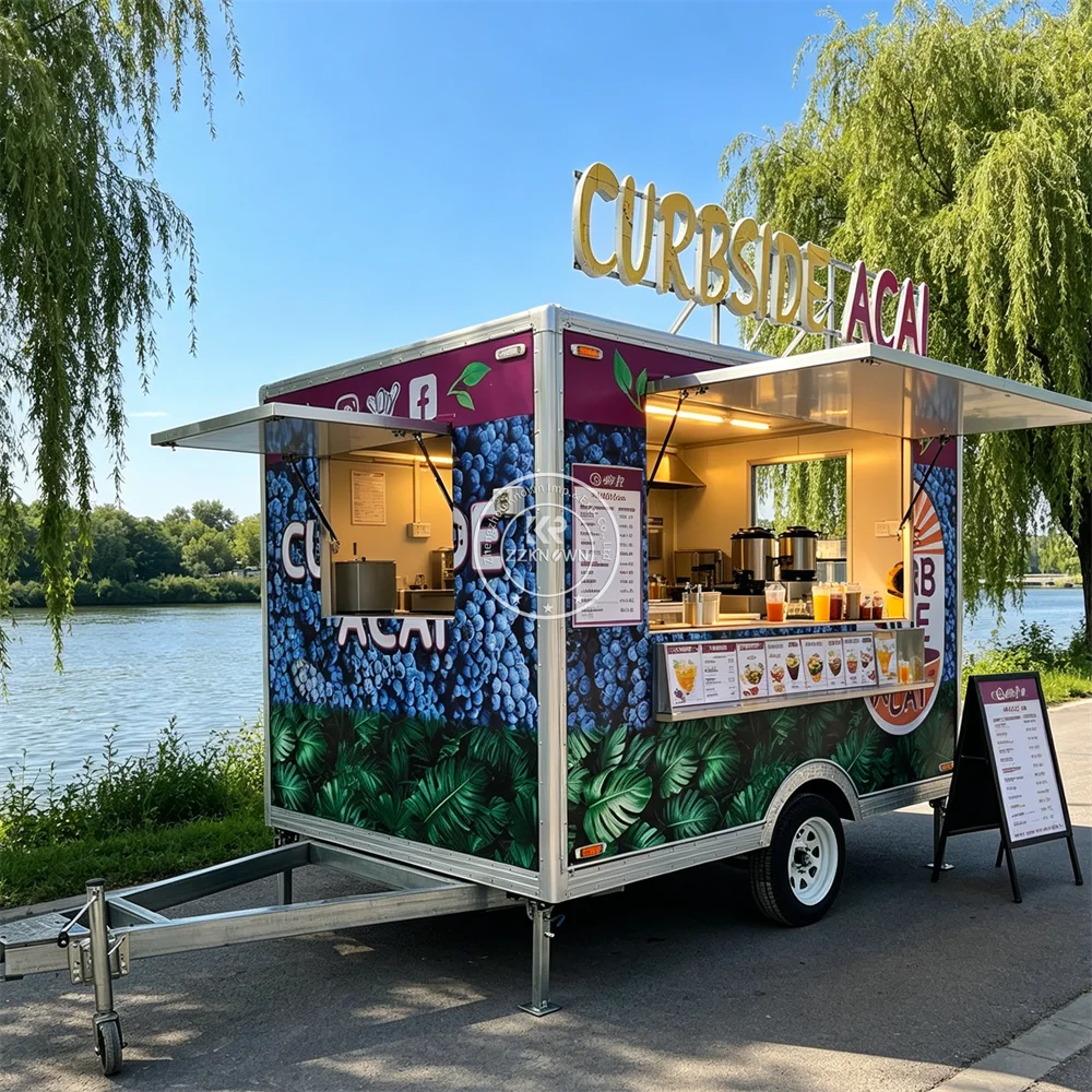 Concession Mobile Kitchen Trailer Burger Food Truck Mobile Food Cart Street Catering BBQ Snack Food Trailer with Fully Equipped