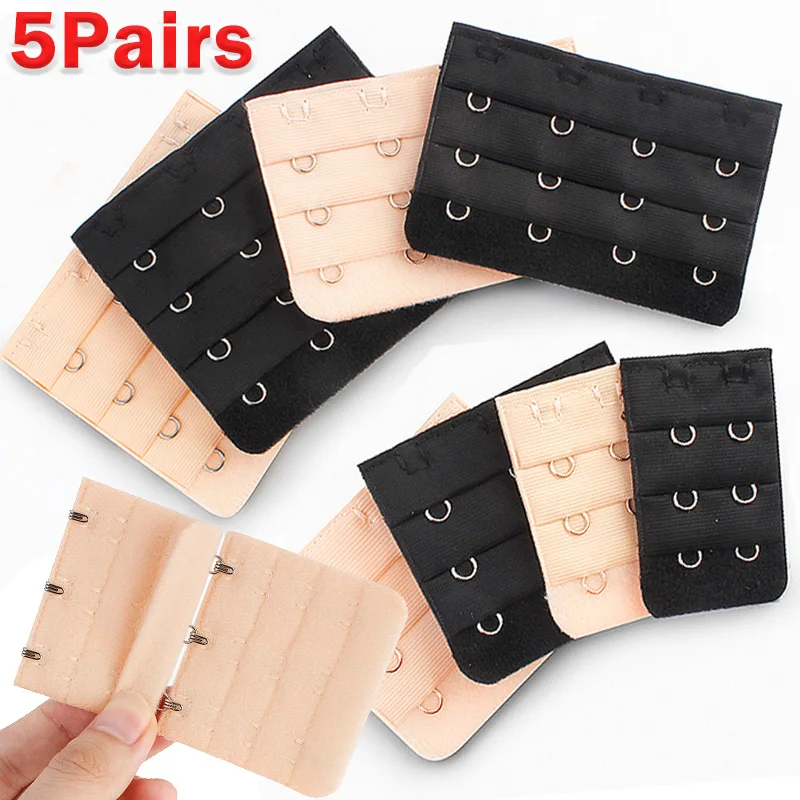 

5Pairs Bra Extension Strap Extenders for Women Adjustable Belt Buckle Nylon Elastic Bra Extension Strap Hook Clip Expander