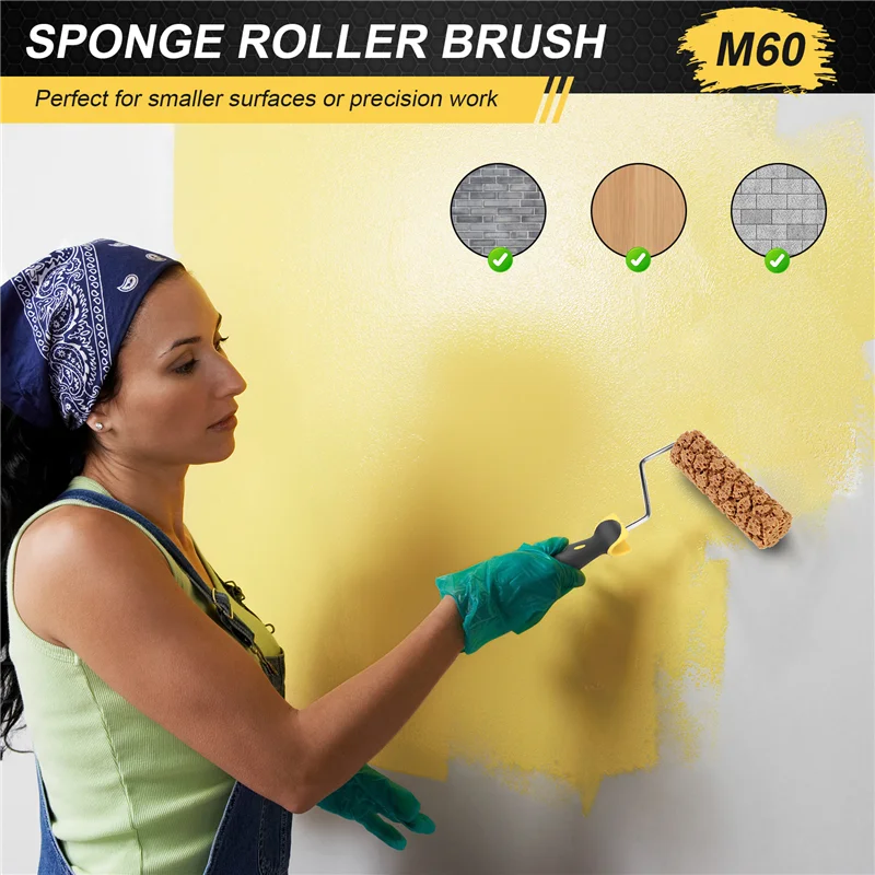 2025 Trend M60 Seaweed Sponge Roller Brush Imitation Seaweed Sponge Roller Pattern Liquid Wallpaper Paint Texture Tool