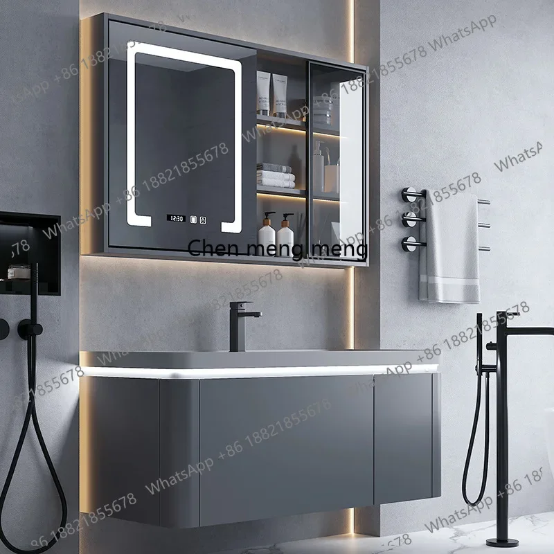 X188 Storage Combination Bathroom Cabinets High-end Anti-collision Arc-shaped Washbasin Bathroom Cabinets Home Furniture