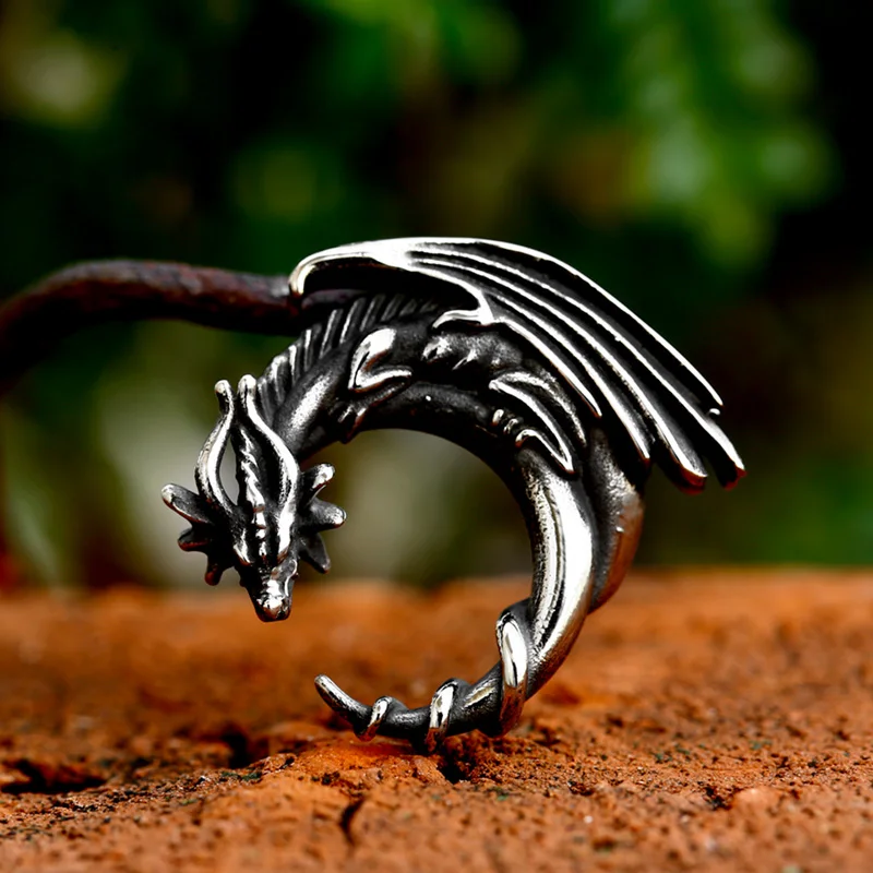 BEIER 2023 New Unique Design Sleeping Dragon Pendant Charm Gothic Animal Stainless Steel Jewelry High Quality Wholesale