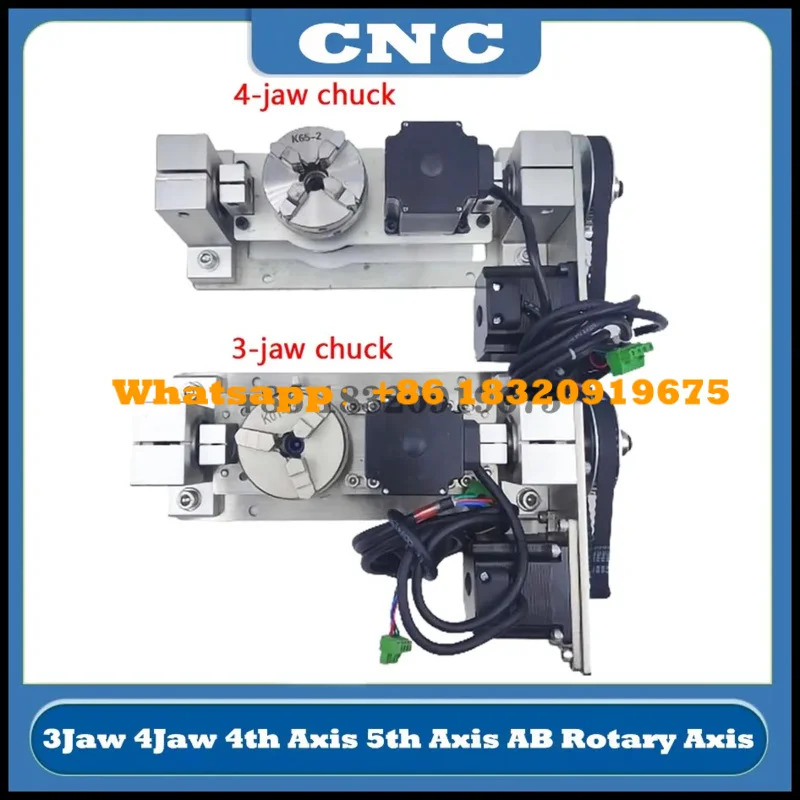 cyclmotion CNC 4Axis 5Axis AB Rotary 3Jaw 4Jaw Center Chuck 60mm Height 55mm DIY  Router Engraving Machine Rotary Tool