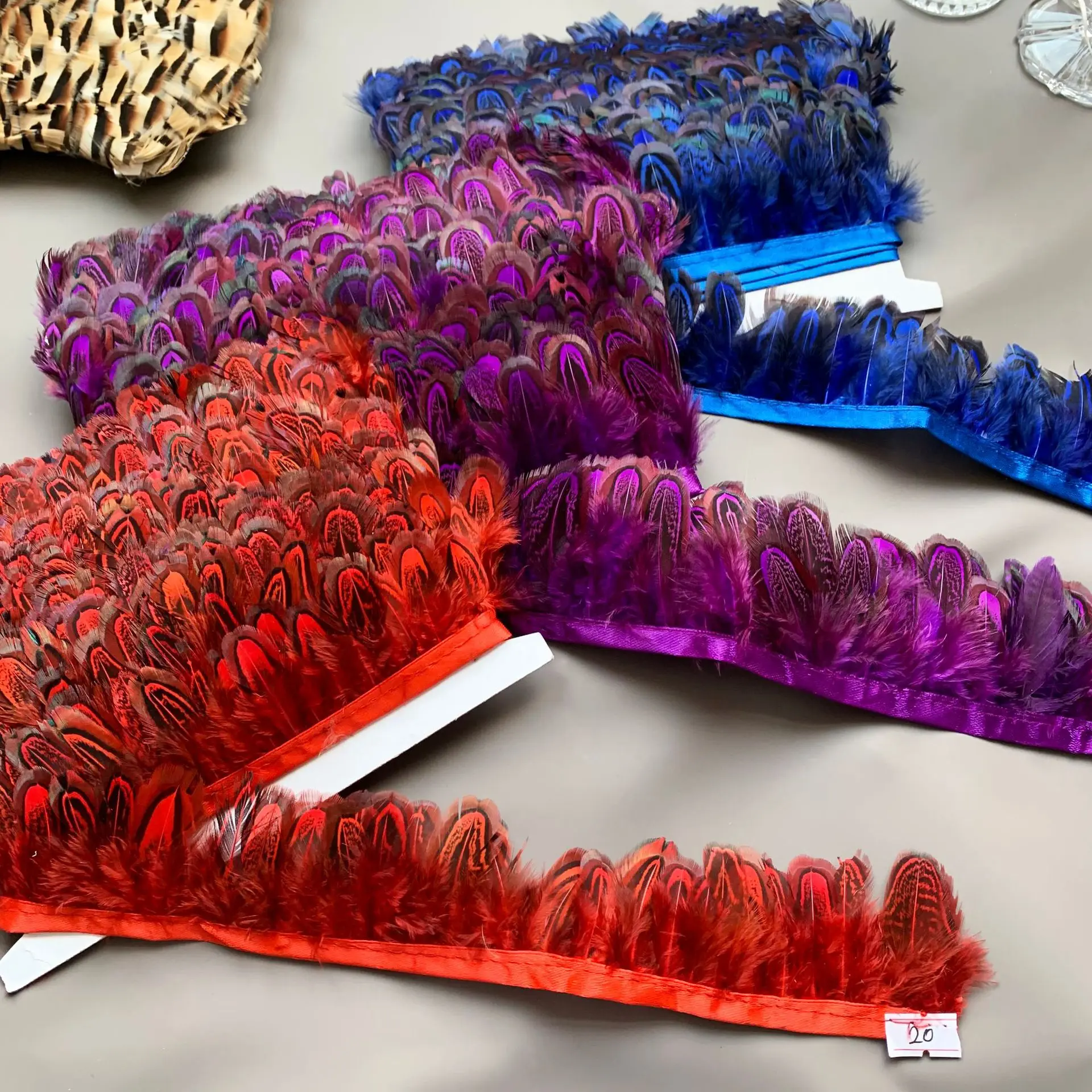 

10M Natural Pheasant Feather Trim Fringe Ribbon for Wedding Dress Sewing DIY Crafts Costume Clothing Decoration