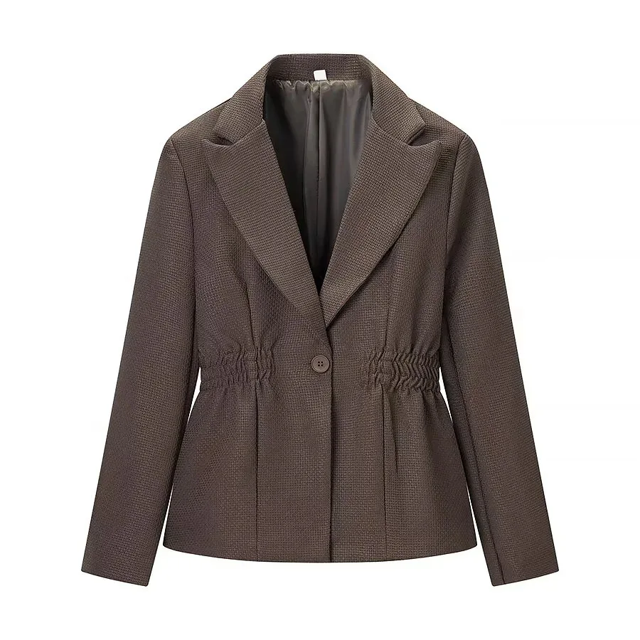 

KIDCRKJ стильный женский весенний пиджак с кофейным воротником с лацканами на одной пуговице, женский пиджак, верхняя одежда, облегающее талию тонкое женское пальто