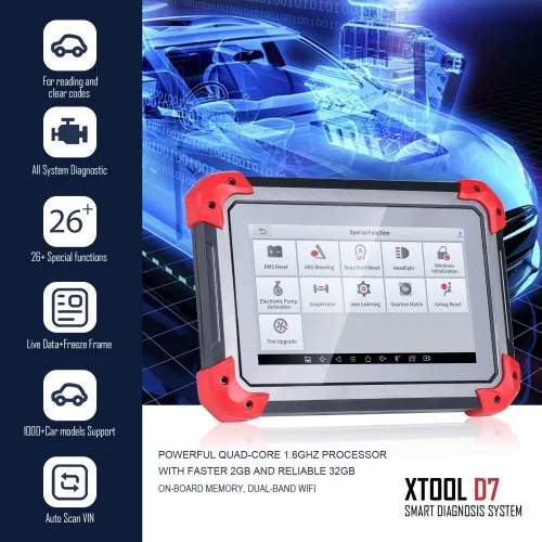 

2023 XTOOL D7 Automotive Diagnostic Tool Bi-Directional Support OE-Level Full Diagnosis with 26+ Services IMMO/Key Programming