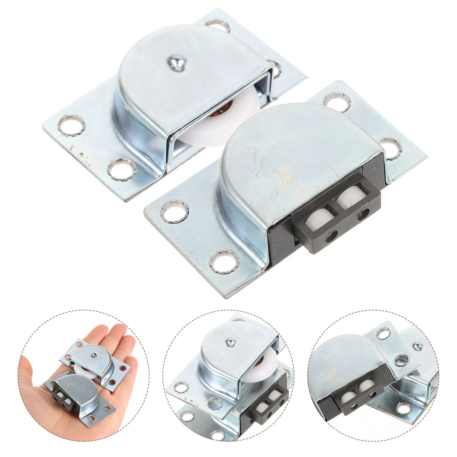 

4Pcs Closet Door Rollers Metal Sliding Door Wheel Replacement Cabinet Wardrobe Sliding Furniture Pulley Track Kit