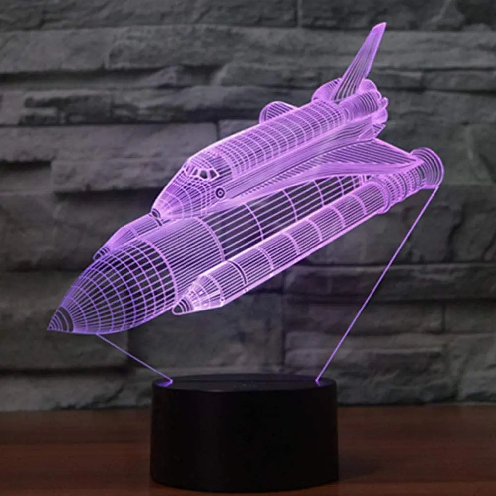 Lámpara Led 3D de avión, luz nocturna de ilusión óptica abstracta, cambio de 7 colores, interruptor táctil, luz nocturna alimentada por USB, regalo
