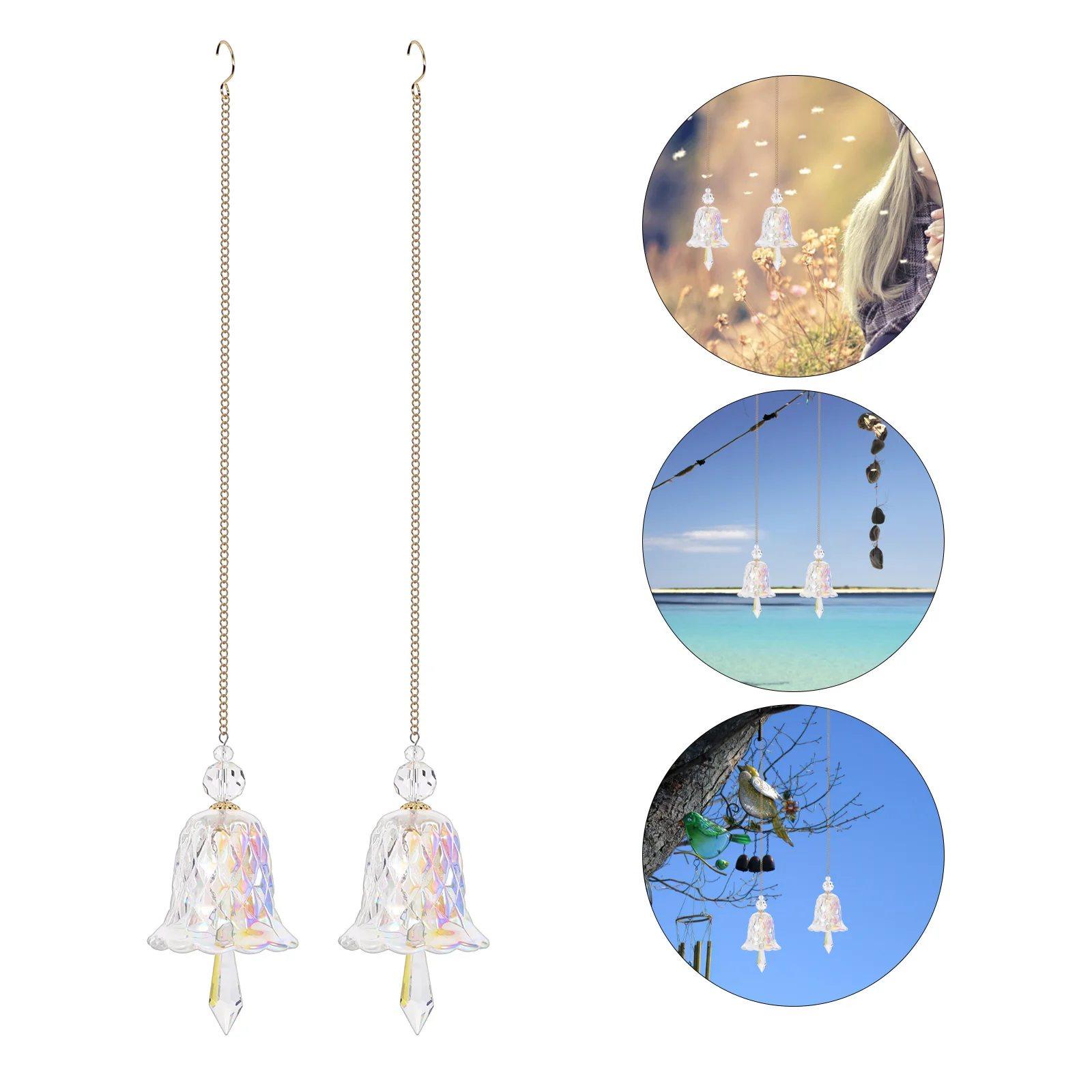

2Pcs Crystal Window Hanging Sun Catcher Pendant for Home Garden Decor Light Refractor Rainbow Prism Decoration Gift