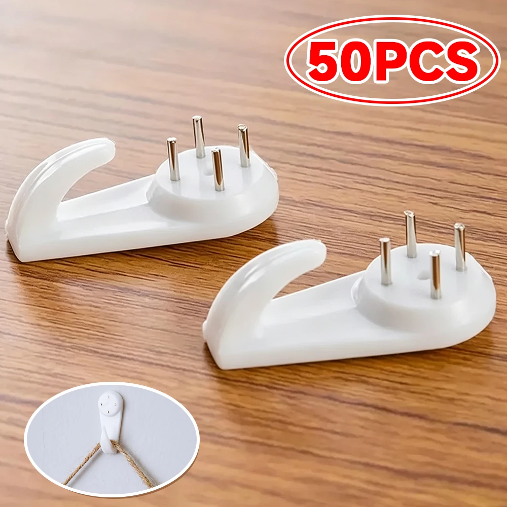  Picture Hangers Hanging Kit, Heavy Duty Hooks for Stucco/Concrete/Hard Walls Without Drilling, Invisible Wall Decoration Hook