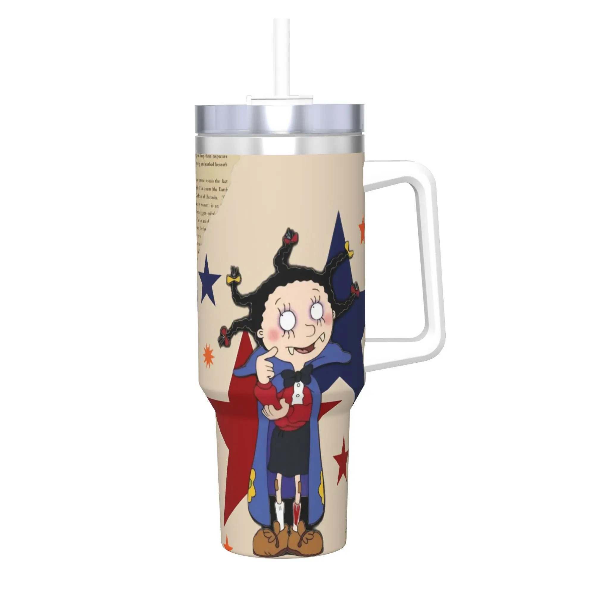 Mona The Vampire Anime Tumbler Vacuum Insulated  Thermal Cup Stainless Steel Smoothie Tea Mug Spill Proof 40oz