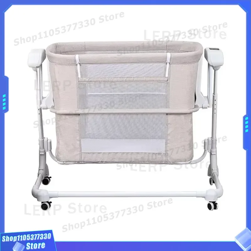5 in 1 Electric Baby Crib Multifunctional Metal Cradle Light Gray Household Infant Bed Customizable Design for Newborns Safe