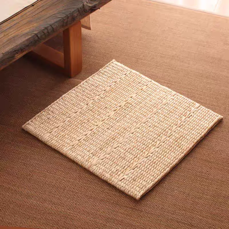 ‌Natural  Straw Braided Seat Cushion Pad Anti Bedsore Square Chair Mat for Car Yoga Tatami Cushion Breathable Meditation Mat