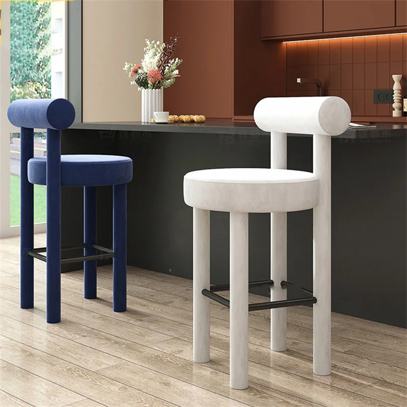 

Modern Minimalist Bar Chairs Bar Furniture Light Luxury Velvet Bar Stool Home Makeup Vanity High Stools Hight Table Bar Chair