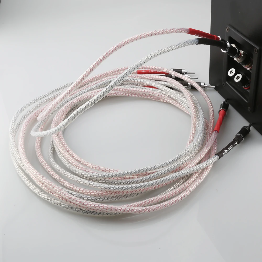 

Audio Speaker Cable Hifi Loundspeaker Cable with Carbon Fiber Banana To Banana Connector