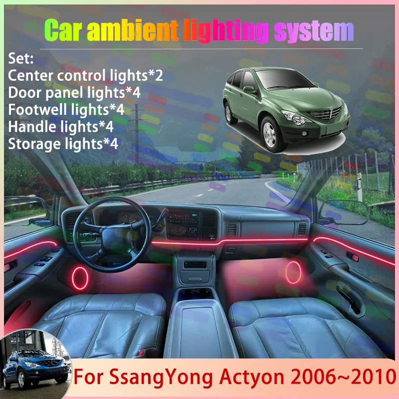 

For SsangYong Actyon 2006~2010 Korando Nomad 2007 2/24 in 1 Car Atmosphere Light Lamp RGB Shade Ensemble Streamer Atmosphere Set