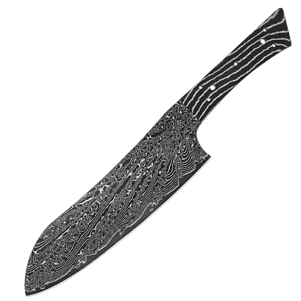 RHON 7inch DIY Santoku Knife Blade Full Tang SharpBlack Damascus Steel Japanese Kitchen Meat Slicing Blank Knives Without Handle view 5