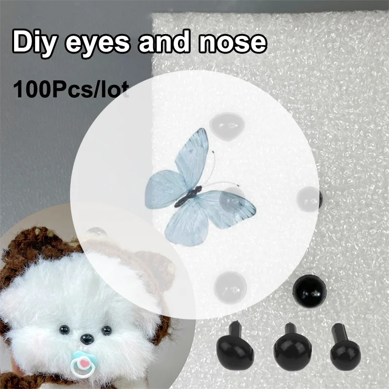 

Bulk 100Pcs Plastic Nose Eyes, Mini Black Accessories for Stuffed Animals and Teddy Dog DIY Doll Parts