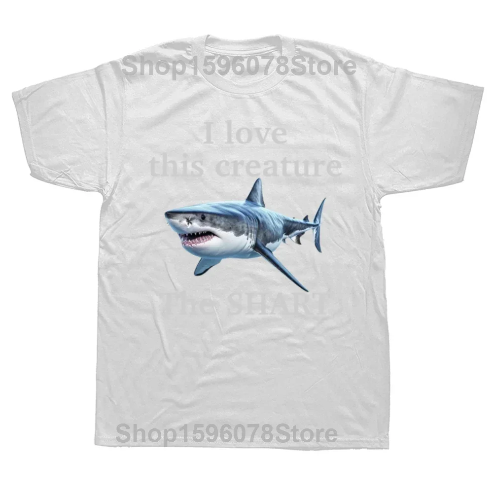 I Love This Creature The Shart Shark Funny Meme T Shirts Men Fashion Short Sleeve T-shirts Cotton Oversized Short Sleeve T-shirt