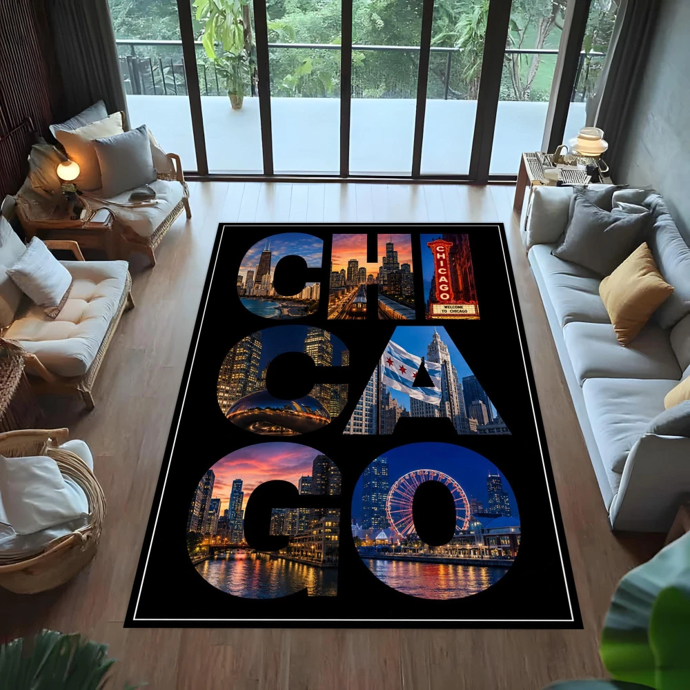 New York City Landmark Letter print large Rug,living room sofa,bedroom bedside,lounge Entry Door Mat,Washable Rug,Present