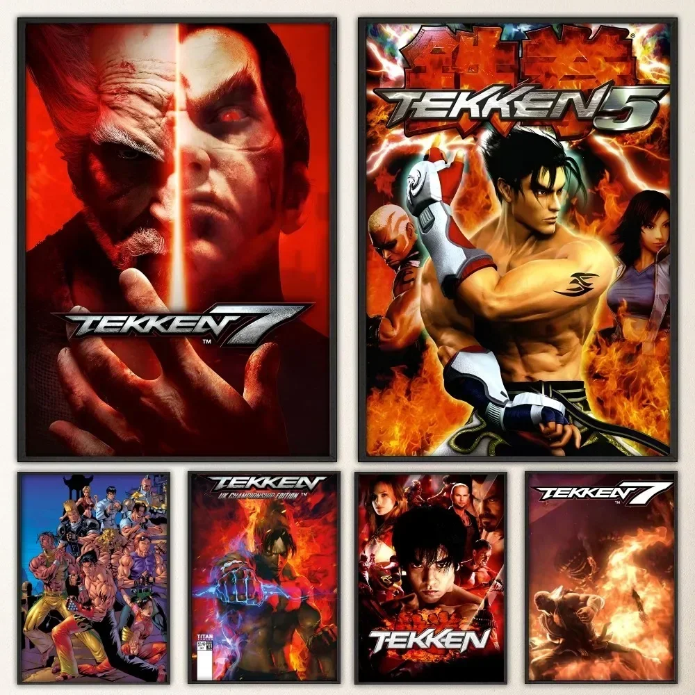 Classic TEKKEN Video Game   Poster Fancy Wall Sticker for Living Room Bar Vintage Decorative Painting Middle