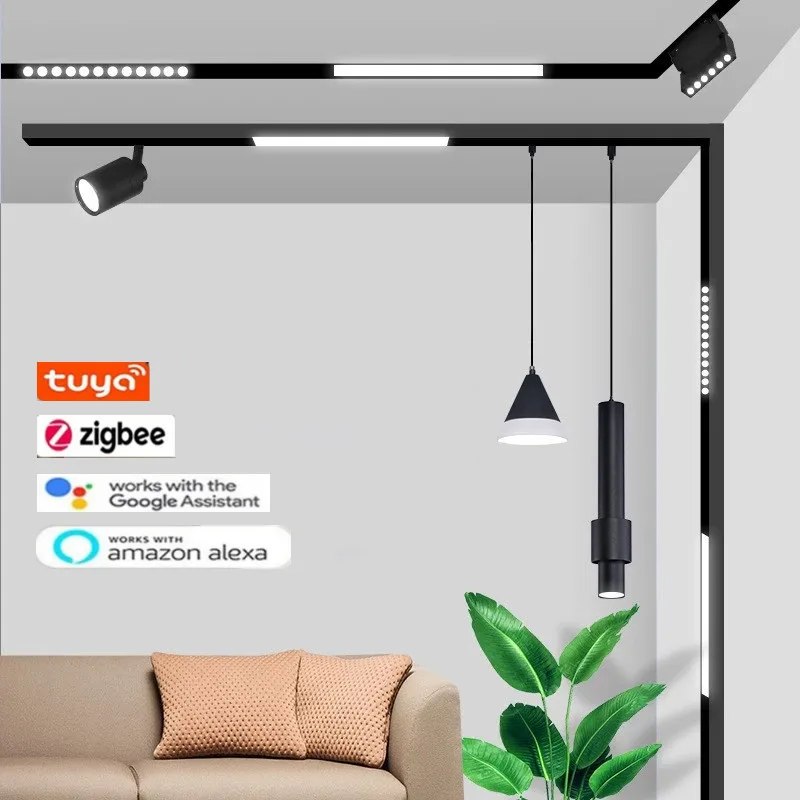 Smart Magnetic Track Light LED Zigbee Dimmable Recessed Rail Ceiling System Indoor Track Lighting Stripe Spot Rail Spotlights