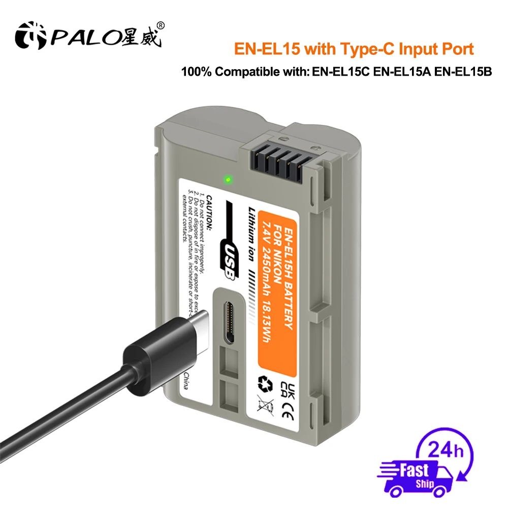 EN-EL15C EL15C EN EL15 Type-C USB Charging Battery for Nikon EN-EL15A EN-EL15B D780 D850 D7500 Z5 Z6 Z6 II Z7 Z7II Z8