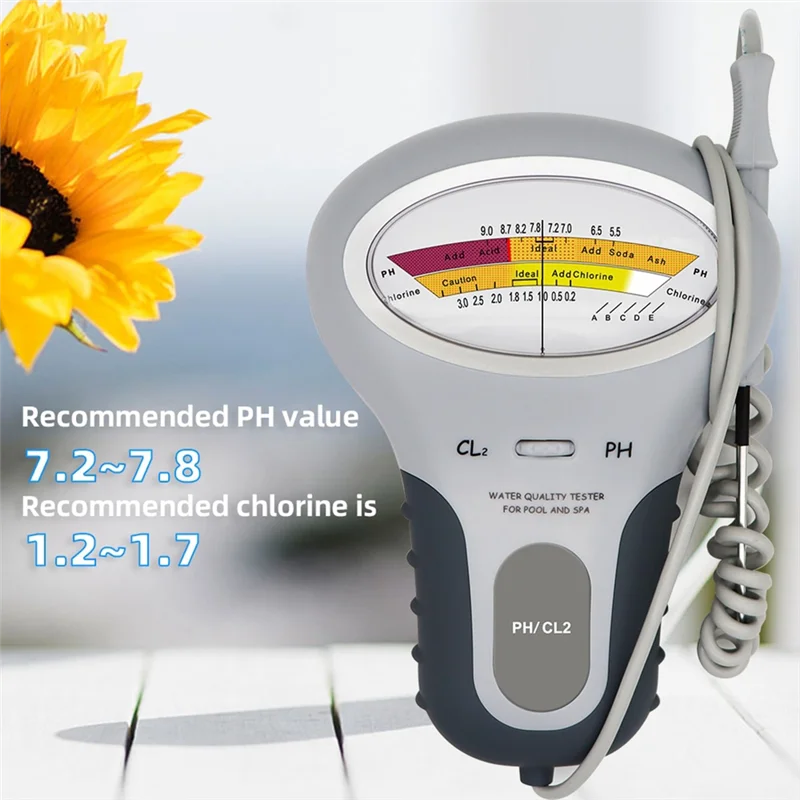 ABNC-2 in 1 PH Chlorine Meter Chlorine Tester PH Tester Chlorine Water Quality Testing Device CL2 Measuring for Pool Aquarium