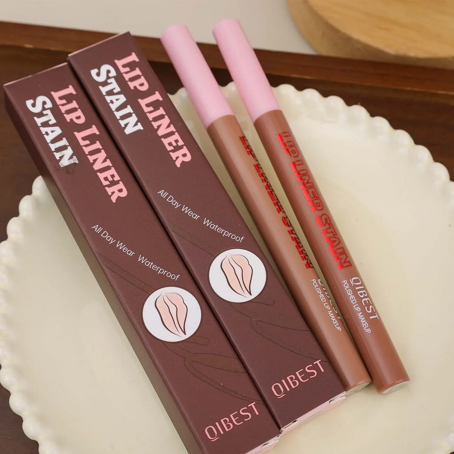 أحمر شفاه بني ملمع غير لامع قلم تحديد شفاه عاري يدوم طويلاً مقاوم للماء أحمر شفاه ناعم مخطط شفاه كونتور مكياج مستحضرات التجميل