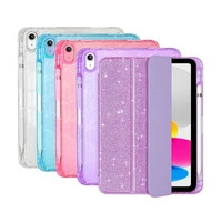 Funda con purpurina para tableta iPad A16 2025, Funda con portalápices, Funda para iPad Pro 11 M5 Air 11 Air5, Funda inteligente plateada brillante
