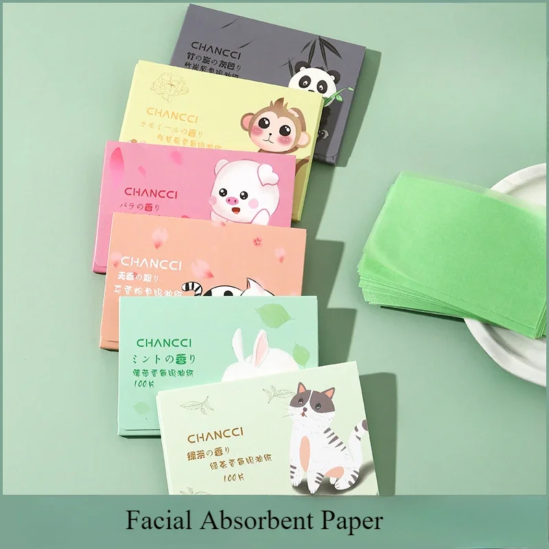 100pcs/Bag Green Tea Wipe Oil Removal Absorbing Sheet Face Absorbent Paper Matcha Oil Control  Face Blotting Papers Wholesale