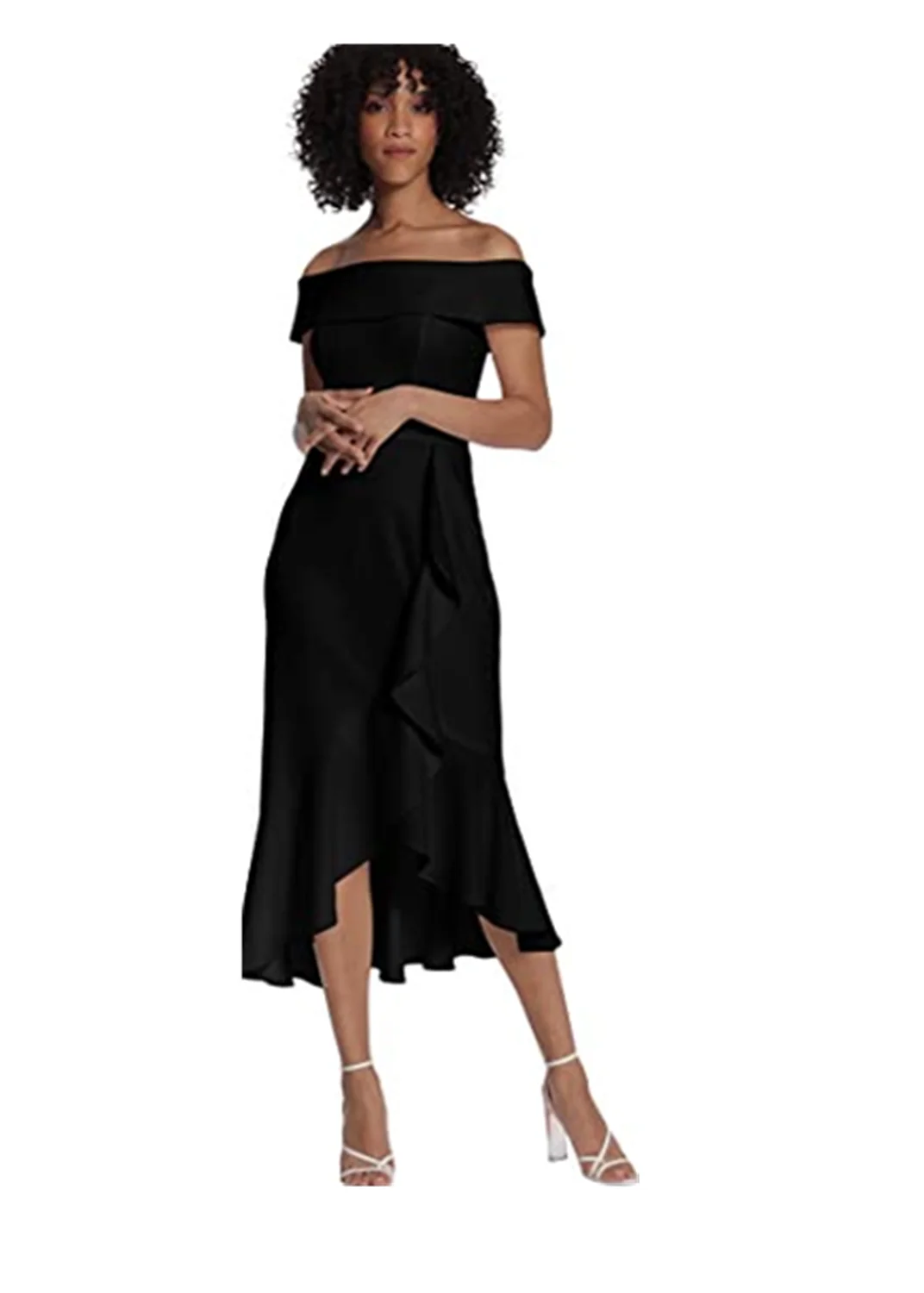 2022 Short Cocktail Dress Weeding Party Knee Length Satin High-Low Midi Robe with Cascading Ruffle Hem Vestido De Novia Abito