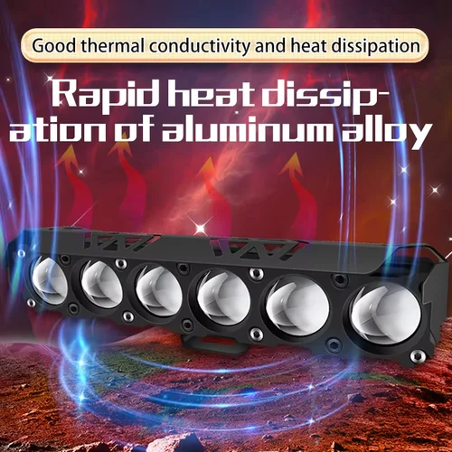 Imagen 2 del producto Foco LED de 6 lentes para motocicleta, faros antiniebla de haz alto/bajo de doble Color para coches, camiones, SUV, UTV, 12V, 24V, mini lente, luz de conducción