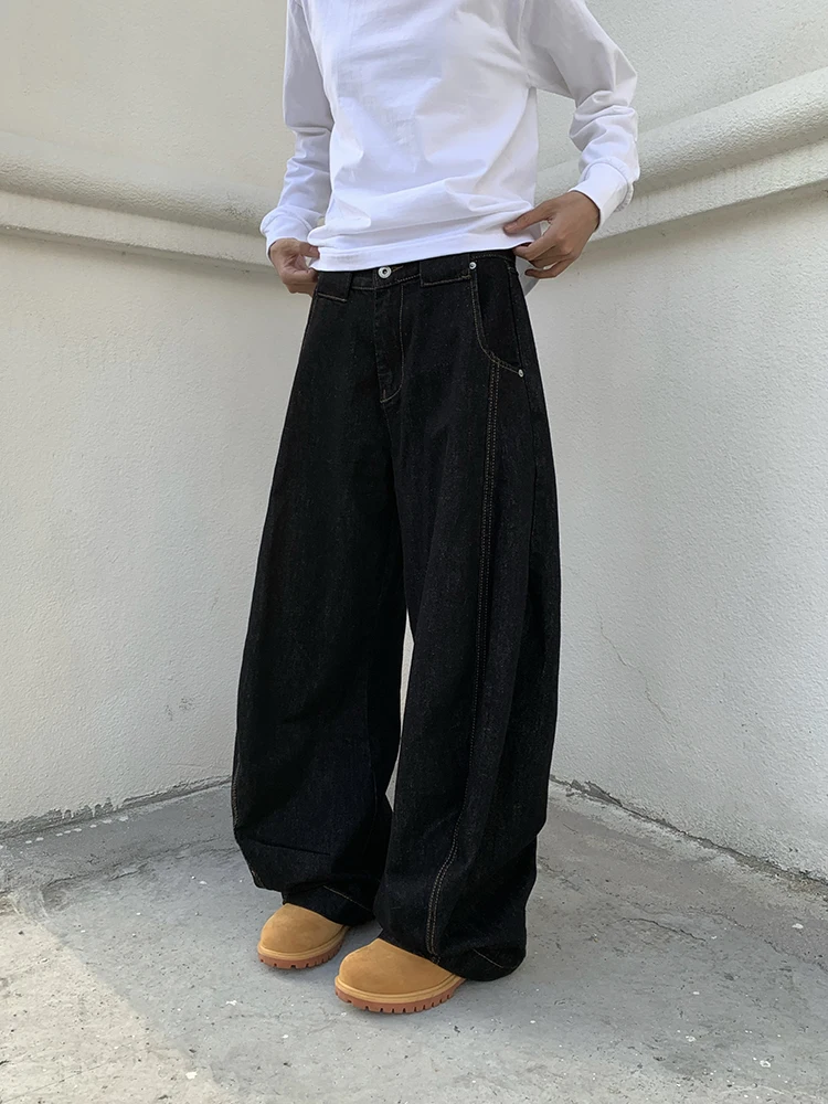 

URKR New Bla Wide Leg Knife Jeans ex Loose Micro Flare Denim Pants American Retro Sle Long Trousers for All Seasons